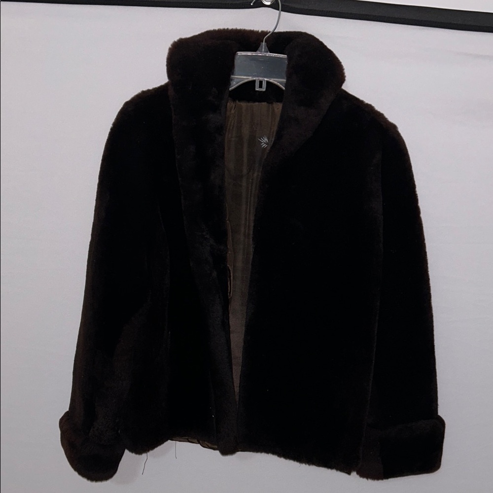 Elegant Dark Brown Faux FurJacket